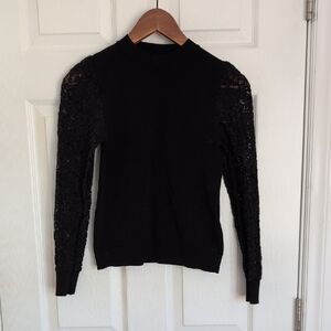 Lipsy Black Lace Sleeve Girls Top